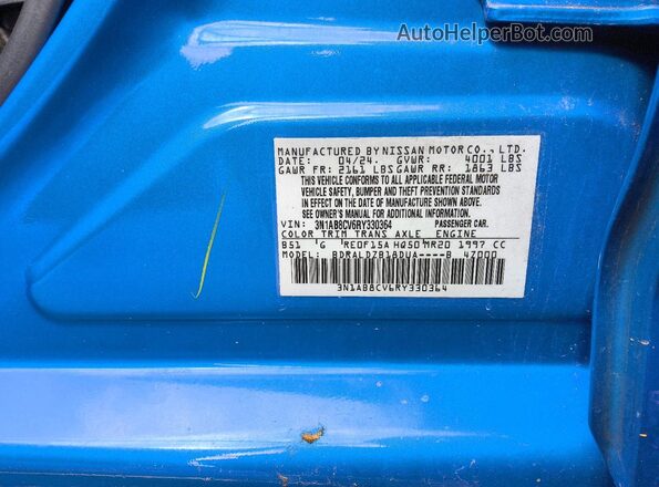 3N1AB8CV6RY330364 2024 NISSAN SENTRA Blue VIN կոդի պիտակի տեսք