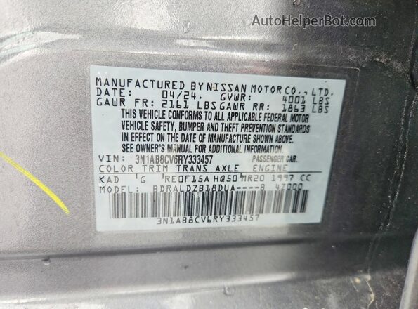 3N1AB8CV6RY333457 2024 NISSAN SENTRA Charcoal Вид підкапотного простору