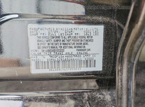 3N1AB8CV6SY203233 2025 NISSAN SENTRA Black ძრავის განყოფილების ხედი