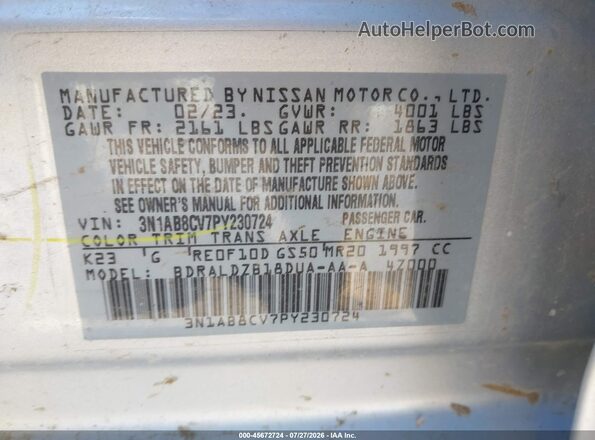 3N1AB8CV7PY230724 2023 NISSAN SENTRA White Engine compartment view