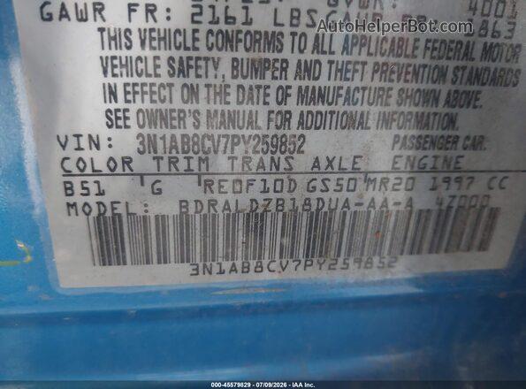 3N1AB8CV7PY259852 2023 NISSAN SENTRA Синий Вид подкапотного пространства