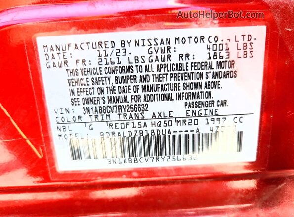 3N1AB8CV7RY256632 2024 NISSAN SENTRA Red ძრავის განყოფილების ხედი