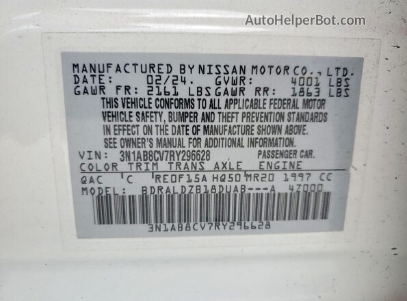 3N1AB8CV7RY296628 2024 NISSAN SENTRA White ძრავის განყოფილების ხედი