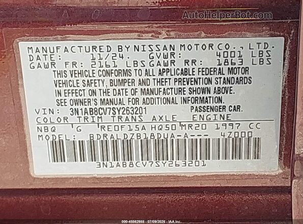 3N1AB8CV7SY263201 2025 NISSAN SENTRA Red Вид підкапотного простору