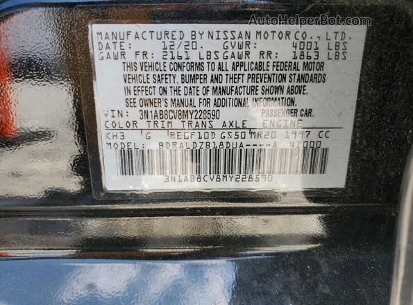 3N1AB8CV8MY228590 2021 NISSAN SENTRA Black Engine compartment view