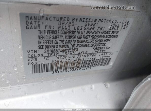 3N1AB8CV8MY255904 2021 NISSAN SENTRA Silver Engine compartment view