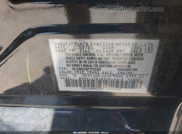 3N1AB8CV8PY233308 2023 NISSAN SENTRA Black Widok komory silnika