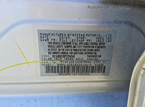 3N1AB8CV8PY254546 2023 NISSAN SENTRA Silver ძრავის განყოფილების ხედი
