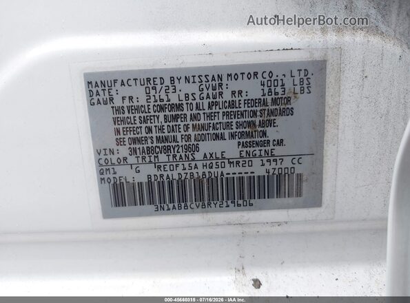 3N1AB8CV8RY219606 2024 NISSAN SENTRA White Engine compartment view