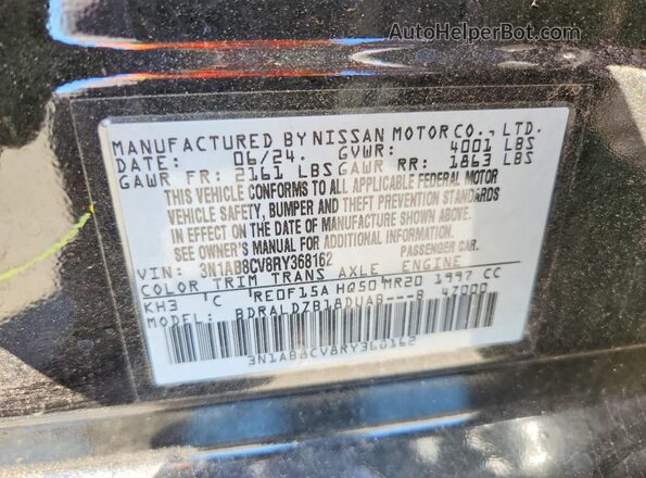 3N1AB8CV8RY368162 2024 NISSAN SENTRA Black Engine compartment view