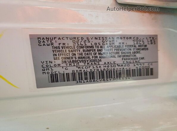 3N1AB8CV8SY308534 2025 NISSAN SENTRA White Vista del compartimento del motor