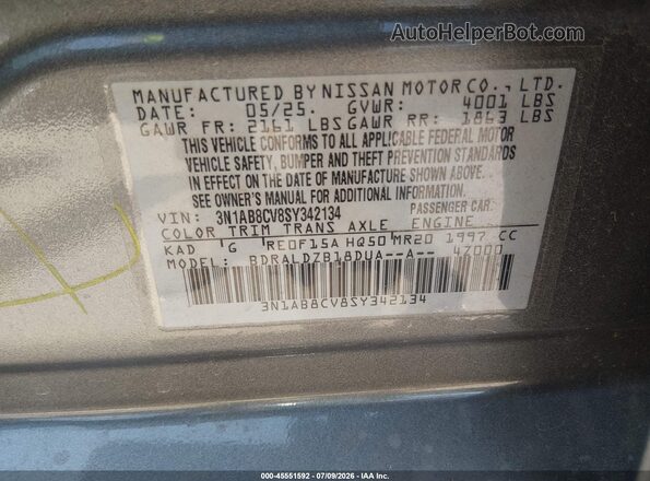 3N1AB8CV8SY342134 2025 NISSAN SENTRA Серый Вид подкапотного пространства