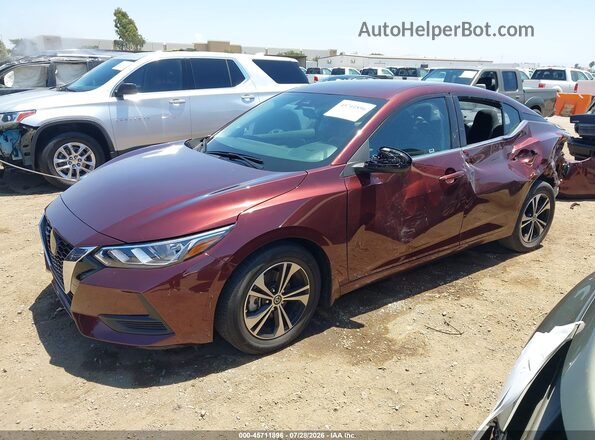 3N1AB8CV9MY267382 2021 NISSAN SENTRA Burgundy Vista tres cuartos delantera izquierda