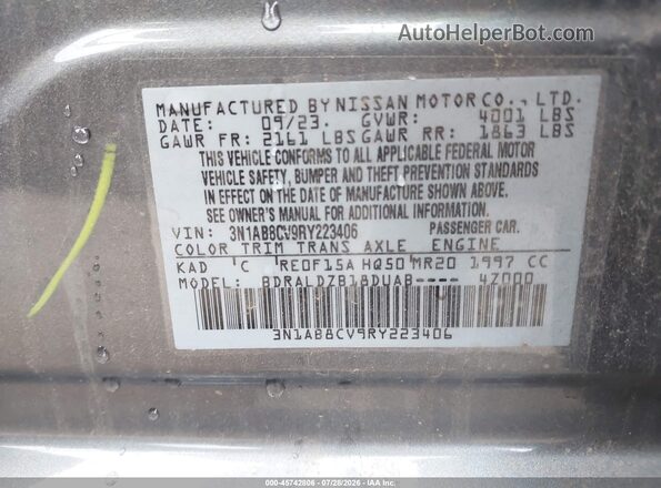3N1AB8CV9RY223406 2024 NISSAN SENTRA Gray Engine compartment view