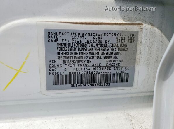 3N1AB8CV9RY231103 2024 NISSAN SENTRA Белый Вид подкапотного пространства