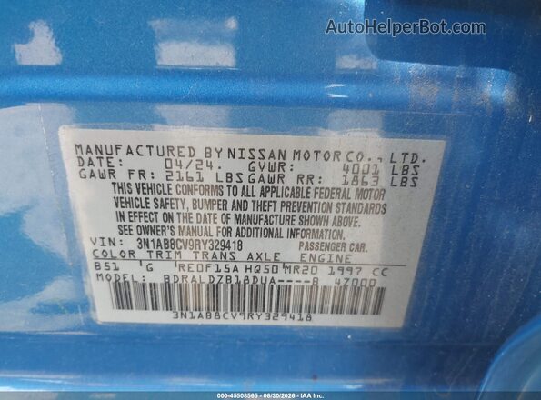 3N1AB8CV9RY329418 2024 NISSAN SENTRA Blue Vista del compartimento del motor