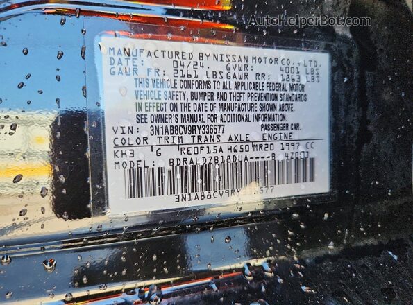 3N1AB8CV9RY336577 2024 NISSAN SENTRA Black VIN კოდის სტიკერის ხედი