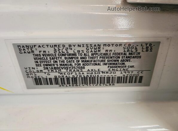 3N1AB8CV9SY257688 2025 NISSAN SENTRA White Շարժիչի բաժամունքի տեսք
