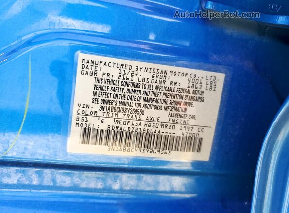 3N1AB8CV9SY269565 2025 NISSAN SENTRA Blue Vista del compartimento del motor