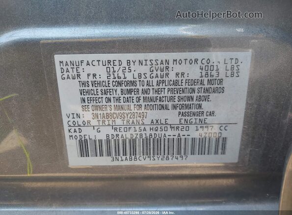 3N1AB8CV9SY287497 2025 NISSAN SENTRA Gray Vista del compartimento del motor