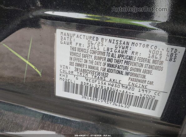 3N1AB8CV9SY361632 2025 NISSAN SENTRA Черный Вид подкапотного пространства