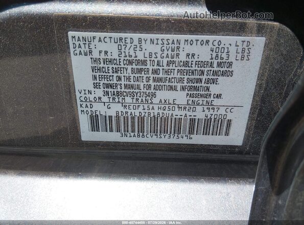 3N1AB8CV9SY375496 2025 NISSAN SENTRA Gray Vista del compartimento del motor