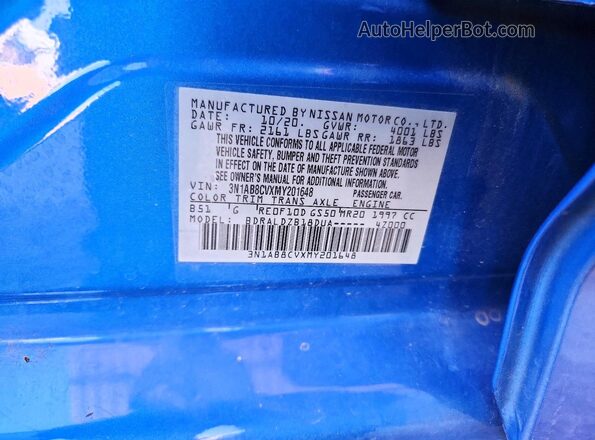 3N1AB8CVXMY201648 2021 NISSAN SENTRA Blue Widok komory silnika