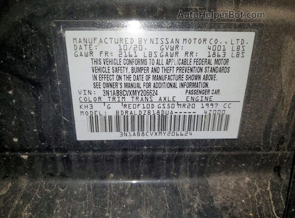 3N1AB8CVXMY206624 2021 NISSAN SENTRA Black Widok komory silnika