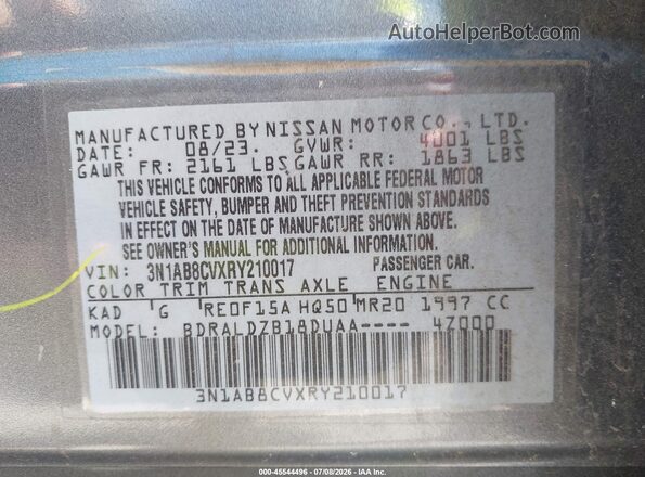 3N1AB8CVXRY210017 2024 NISSAN SENTRA Gray Engine compartment view