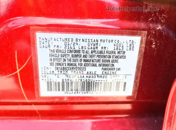 3N1AB8CVXRY276373 2024 NISSAN SENTRA Red Շարժիչի բաժամունքի տեսք
