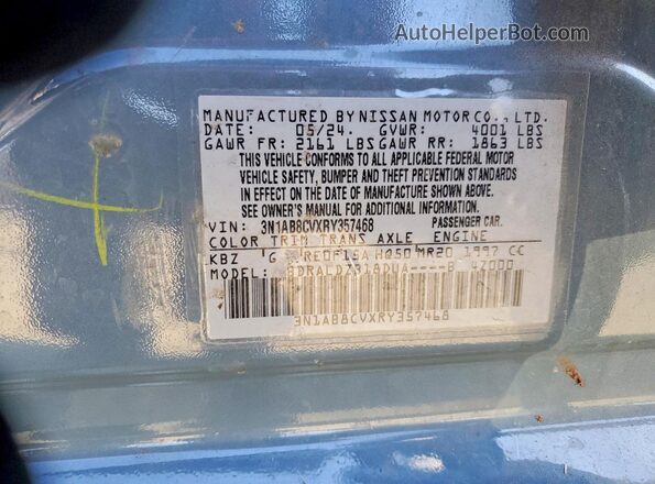 3N1AB8CVXRY357468 2024 NISSAN SENTRA Gray Вид наклейки з VIN-кодом