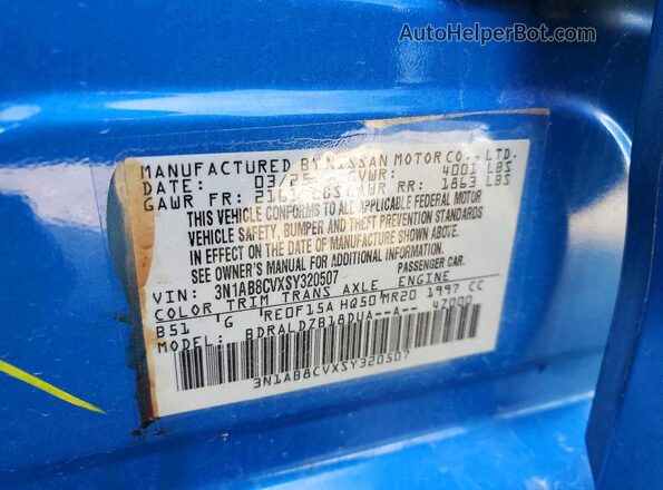 3N1AB8CVXSY320507 2025 NISSAN SENTRA Blue Շարժիչի բաժամունքի տեսք