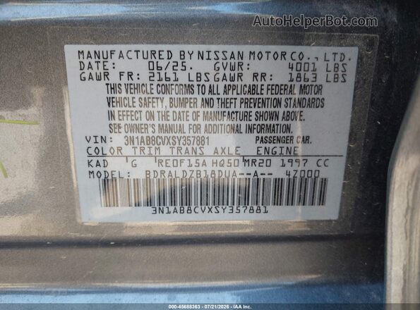3N1AB8CVXSY357881 2025 NISSAN SENTRA Gray Շարժիչի բաժամունքի տեսք