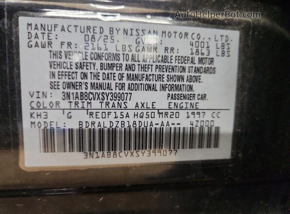 3N1AB8CVXSY399077 2025 NISSAN SENTRA Black VIN sticker view