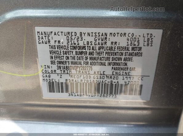3N1AB8DV0PY282775 2023 NISSAN SENTRA Gray Շարժիչի բաժամունքի տեսք