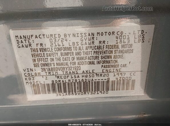 3N1AB8DV0RY321920 2024 NISSAN SENTRA Blue Вид підкапотного простору
