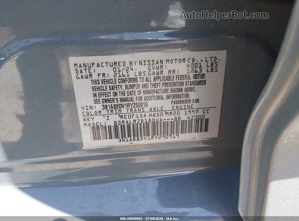 3N1AB8DV1RY290919 2024 NISSAN SENTRA Blue Вид підкапотного простору