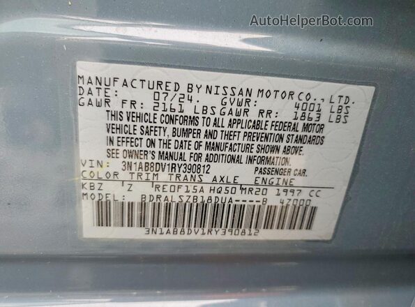 3N1AB8DV1RY390812 2024 NISSAN SENTRA Turquoise Շարժիչի բաժամունքի տեսք