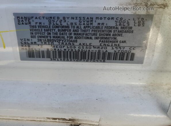 3N1AB8DV2PY270448 2023 NISSAN SENTRA White ძრავის განყოფილების ხედი
