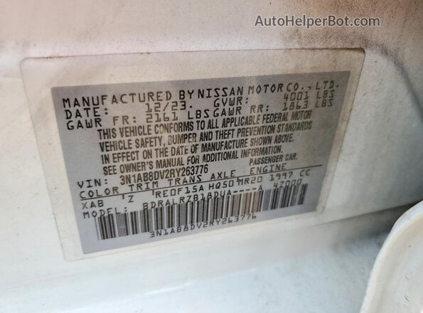 3N1AB8DV2RY263776 2024 NISSAN SENTRA White Շարժիչի բաժամունքի տեսք