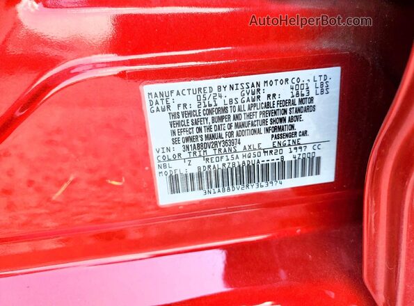 3N1AB8DV2RY363974 2024 NISSAN SENTRA Red Շարժիչի բաժամունքի տեսք