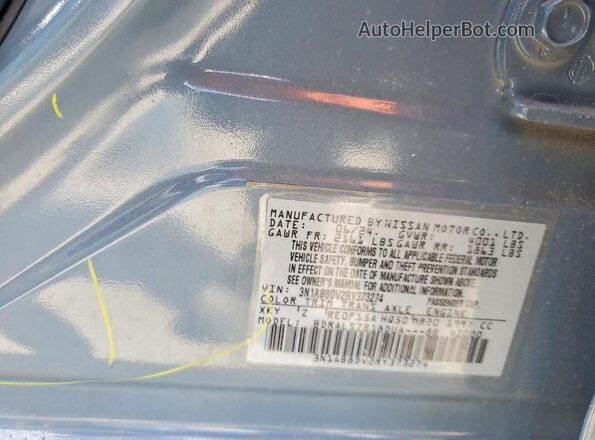 3N1AB8DV2RY373274 2024 NISSAN SENTRA Gray VIN sticker view