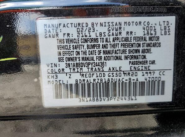 3N1AB8DV3PY244361 2023 NISSAN SENTRA Black Շարժիչի բաժամունքի տեսք