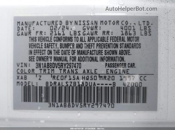 3N1AB8DV5RY297470 2024 NISSAN SENTRA Белый Вид подкапотного пространства