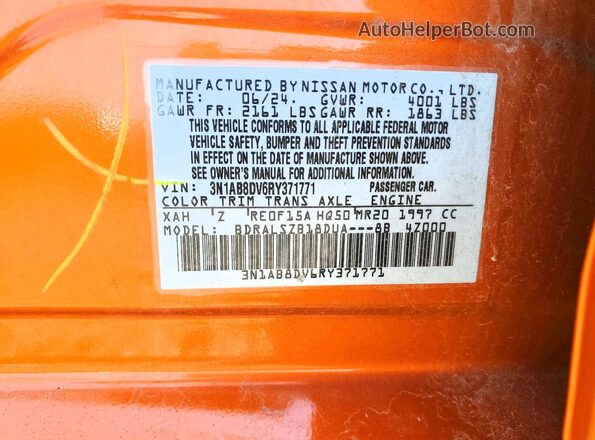 3N1AB8DV6RY371771 2024 NISSAN SENTRA Orange Вид підкапотного простору