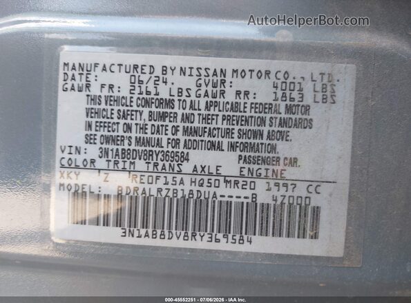 3N1AB8DV8RY369584 2024 NISSAN SENTRA Blue Vista del compartimento del motor