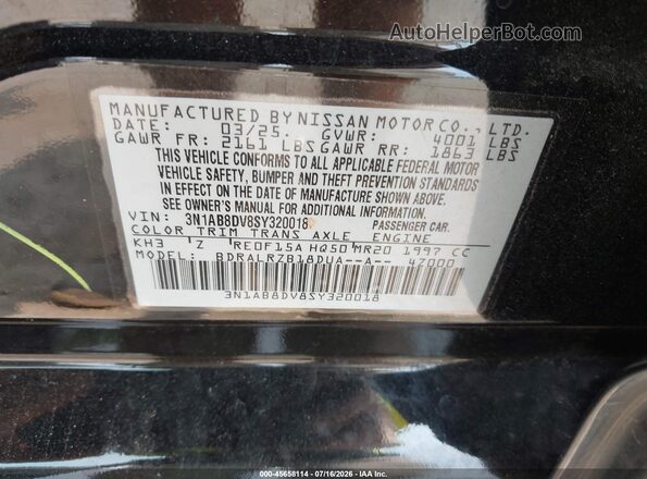 3N1AB8DV8SY320018 2025 NISSAN SENTRA Черный Вид подкапотного пространства