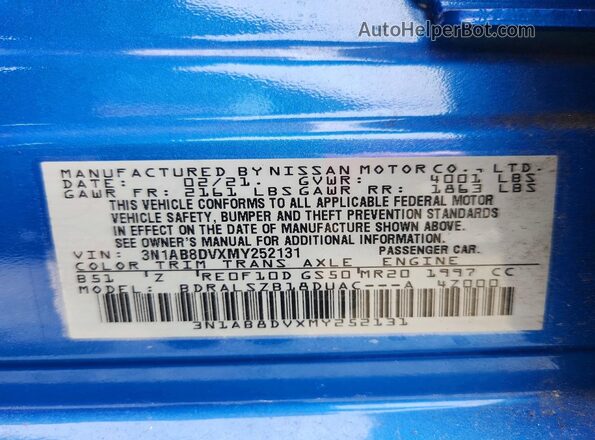 3N1AB8DVXMY252131 2021 NISSAN SENTRA Blue ძრავის განყოფილების ხედი