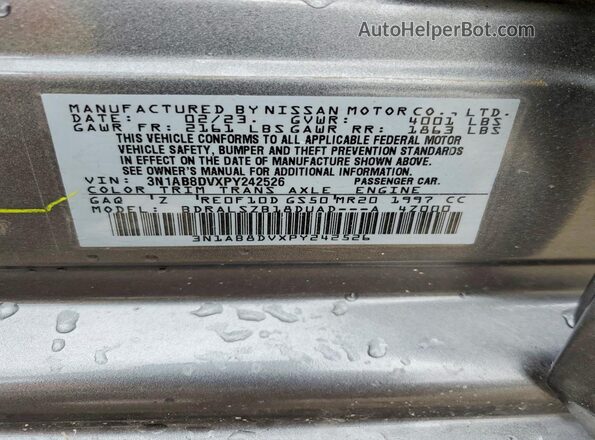 3N1AB8DVXPY242526 2023 NISSAN SENTRA Gray Вид наклейки з VIN-кодом