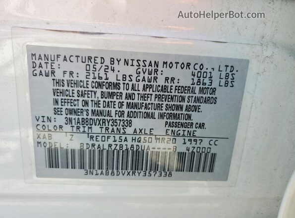 3N1AB8DVXRY357338 2024 NISSAN SENTRA White VIN sticker view